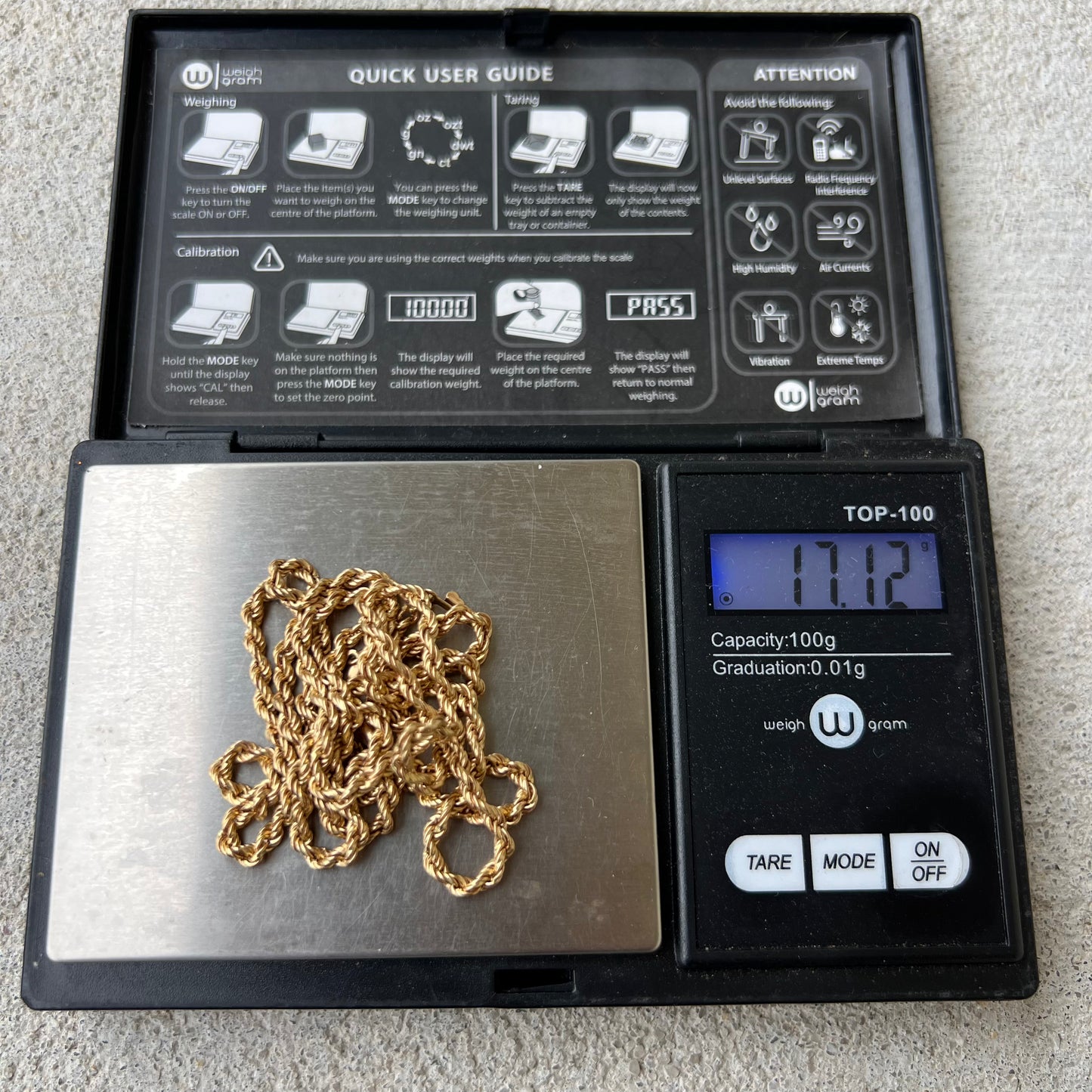 1980’s Solid 14k Yellow Gold Long Rope Chain Necklace (27”)