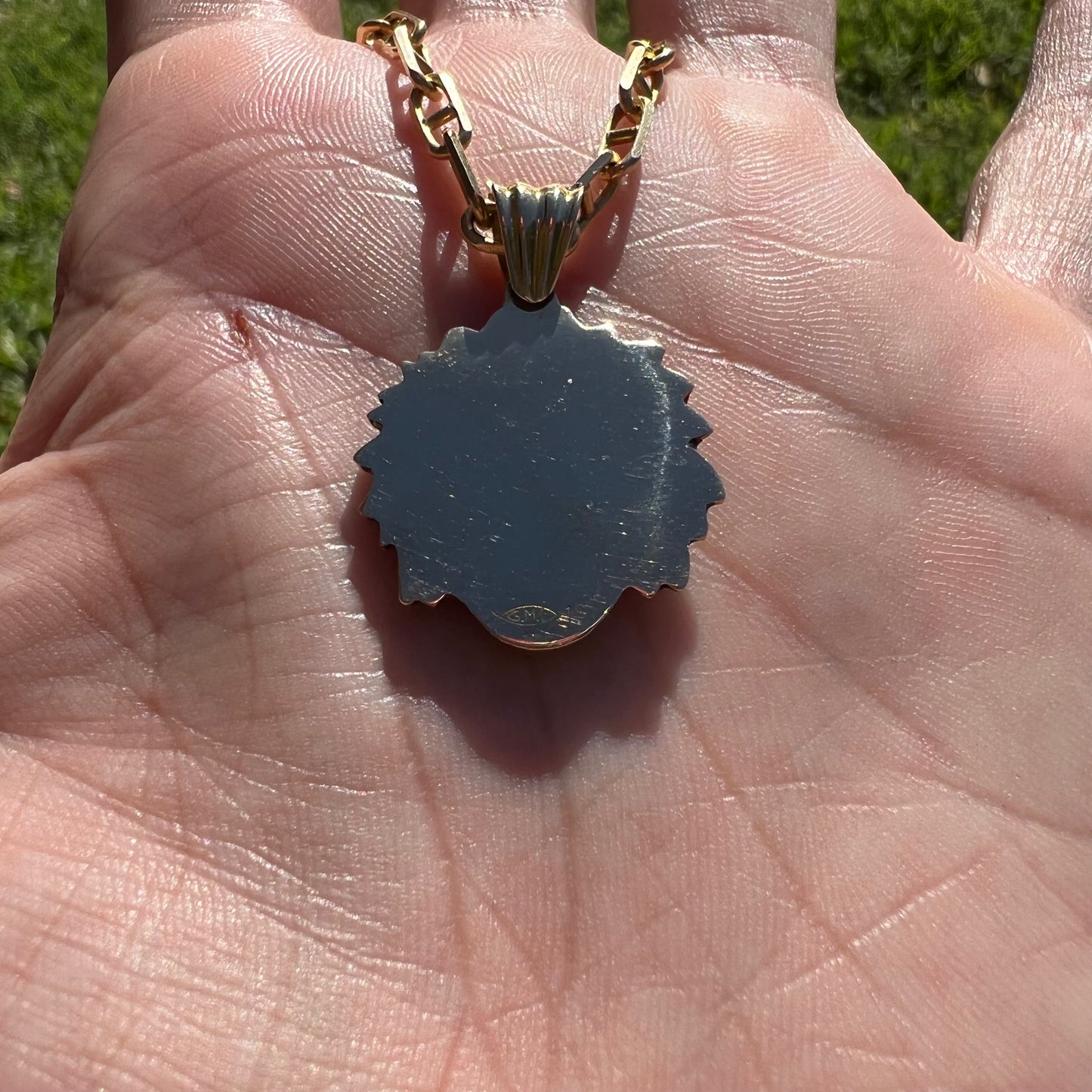 Pre-1950’s Solid 18k Yellow Gold Fire Enameled Chief Pendant