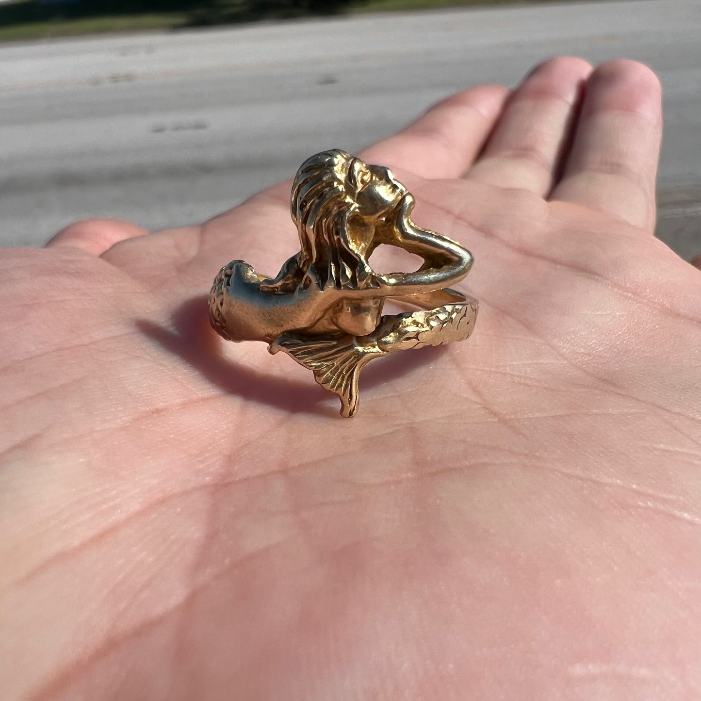 Art Deco 1920’s Era Solid 14k Yellow Gold Mermaid Ring (11)