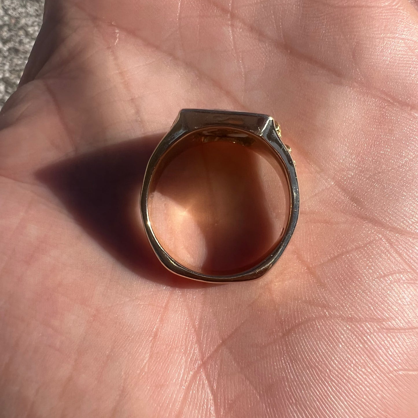 Vintage 22k Raw Gold Nugget  Bearing Quartz 14k Signet Ring By Orocal Model:RM760Q (10.5)