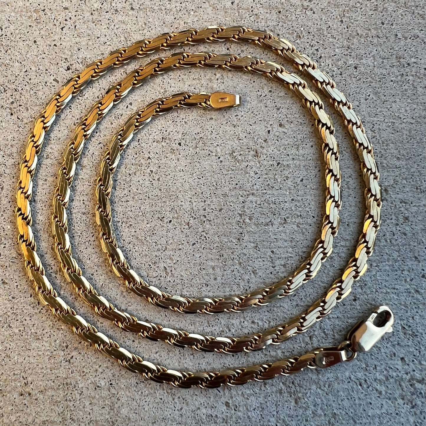 1980’s Solid 14k Yellow Gold Flattened Diamondcut Braided Rope Necklace (20”)
