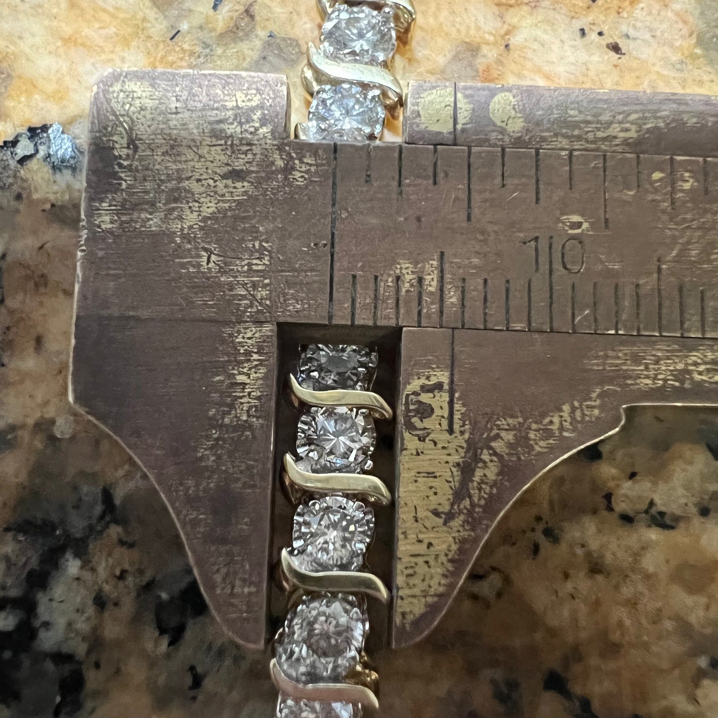 Vintage 14k Yellow Gold 4.1CTW Natural Diamond S-Link Tennis Bracelet (7.35”)