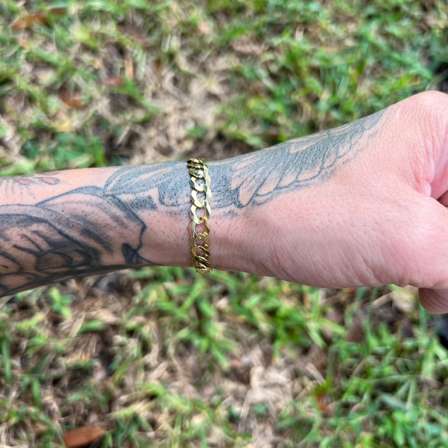 Vintage Solid 14k Yellow Gold Beveled Edge Cuban/Curb Link Bracelet (8”)