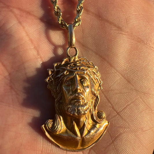 Mid-Century 14k Yellow Gold Suffering Jesus Piece