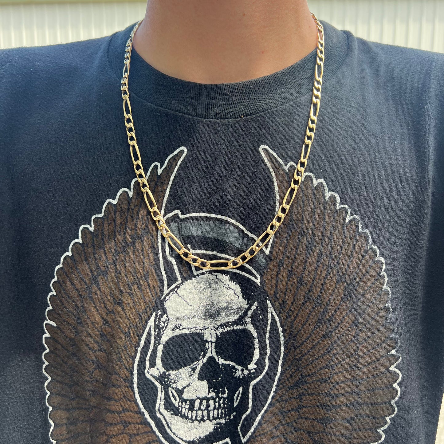 Old School Heavyweight Solid 14k Hand Casted Figaro Link Necklace (24.5”)