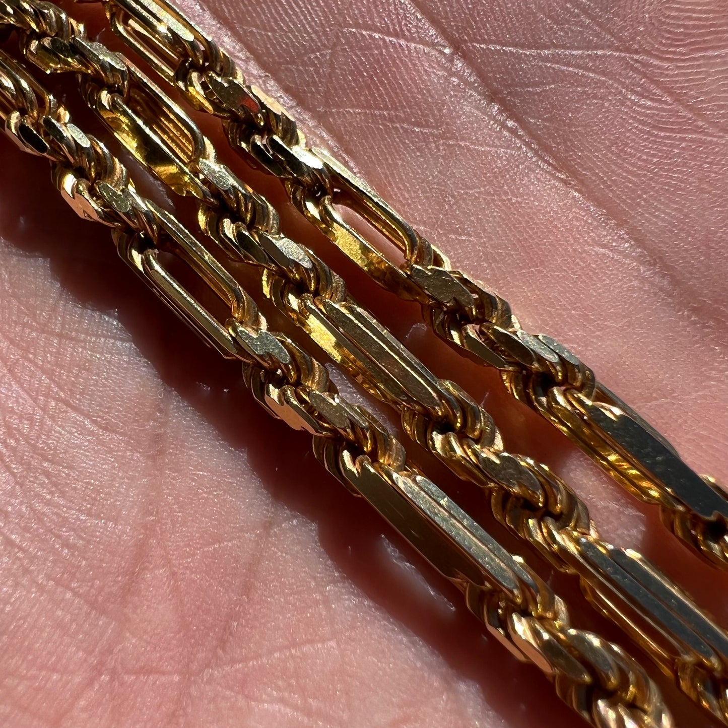 Vintage Solid 14k Yellow Gold High End Italian Designer Diamondcut Milano Rope Chain (18.5”)