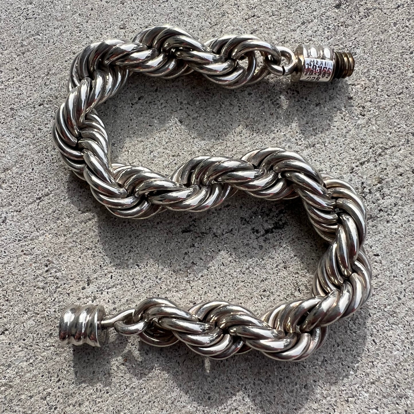1970’s-80’s TAXCO Solid Sterling/.925 Super Heavyweight Chunky Rope Bracelet With Screw Clasp (8.5”)
