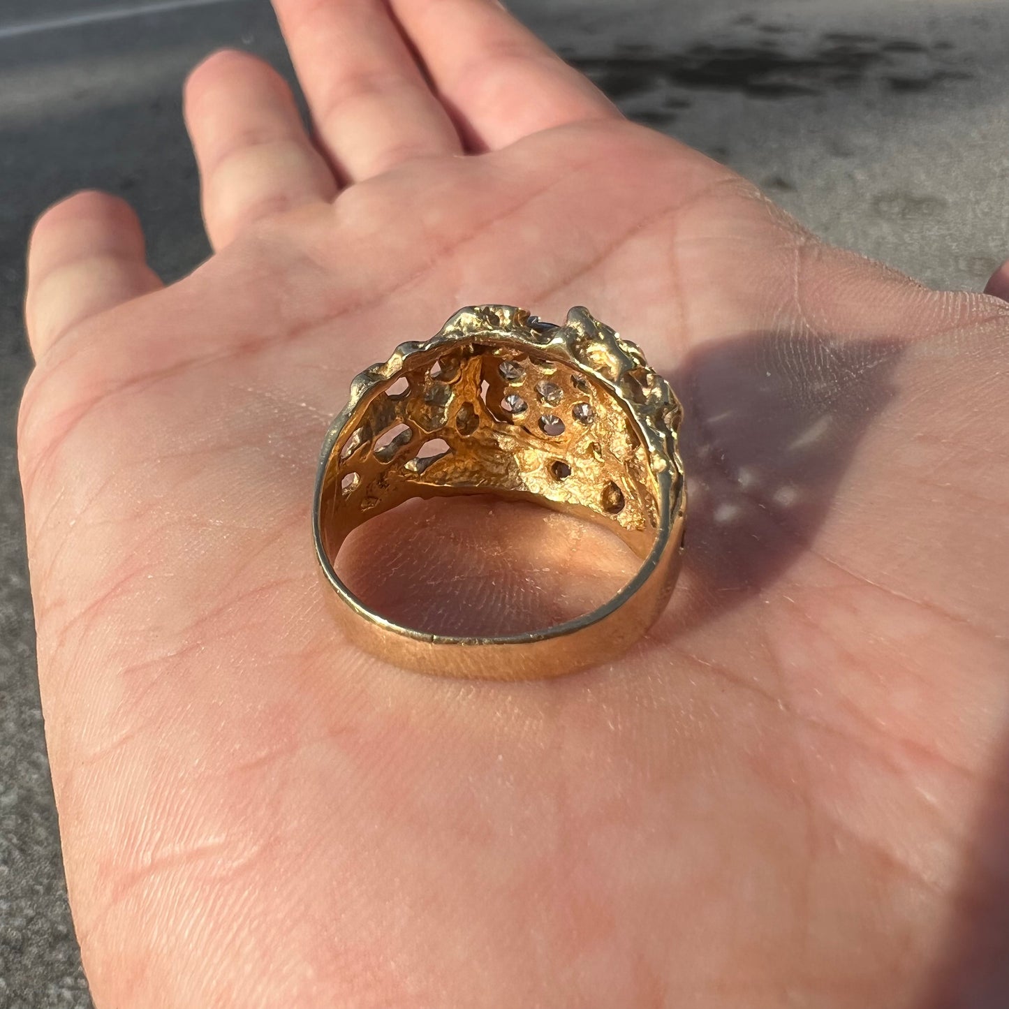 1980’s 14k Kentucky Diamond Cluster (.50CTW) Freeform Nugget Ring (9)