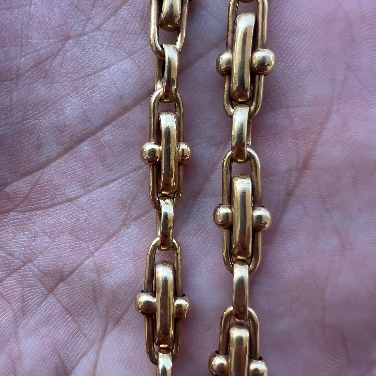 Vintage 14k Yellow Gold Italian Sliding Mariner Link Necklace (20.5”)