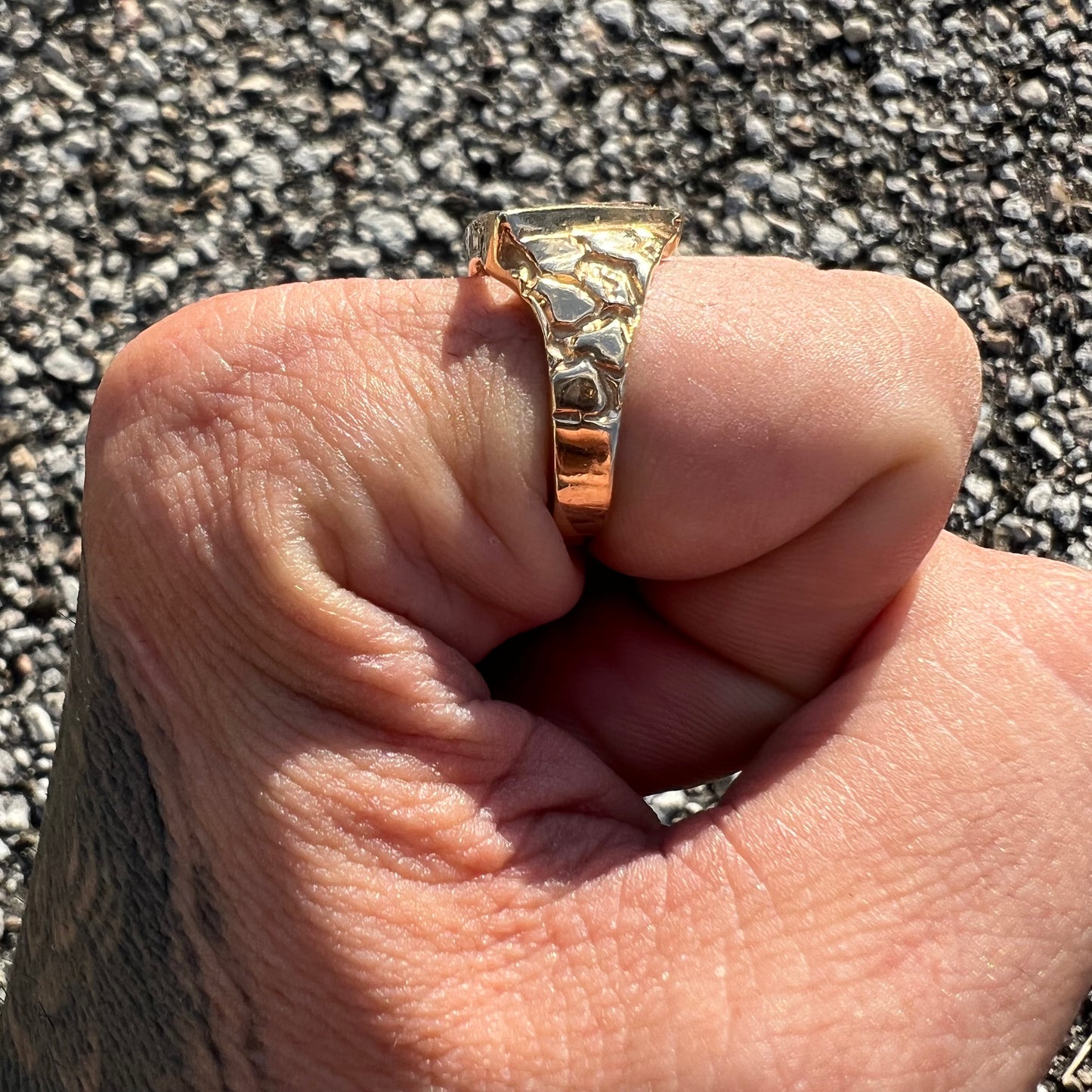 1980’s Custom 14k Natural Diamond Billiards Rack Diamondcut Nugget Ring (10)
