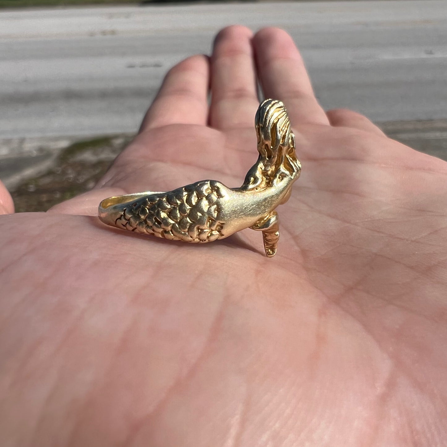 Art Deco 1920’s Era Solid 14k Yellow Gold Mermaid Ring (11)