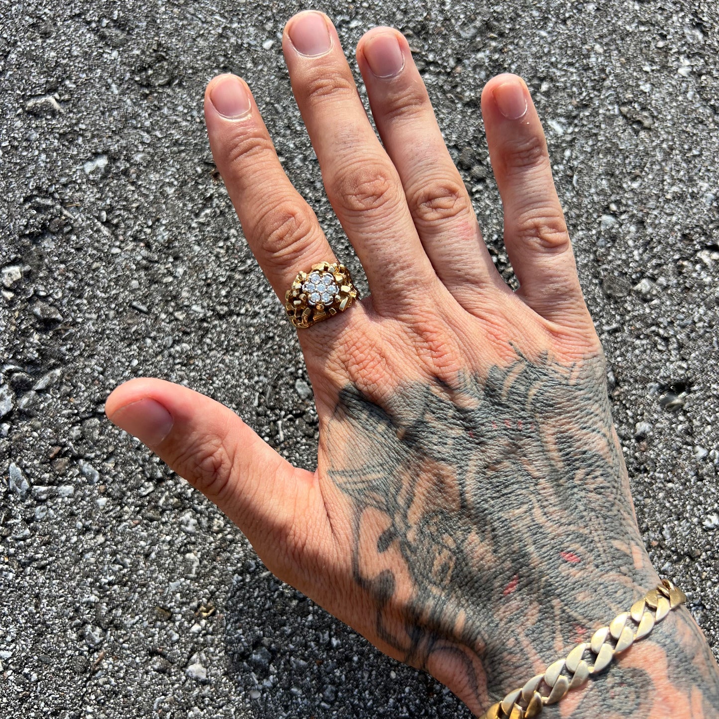 1980’s 14k Kentucky Diamond Cluster (.50CTW) Freeform Nugget Ring (9)