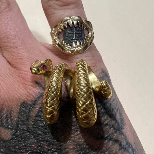 Vintage 14k Snake Slider And 14k Atocha Shark Ring