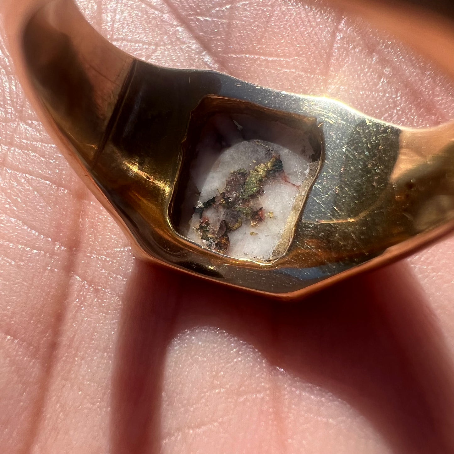 Vintage 22k Raw Gold Nugget  Bearing Quartz 14k Signet Ring By Orocal Model:RM760Q (10.5)