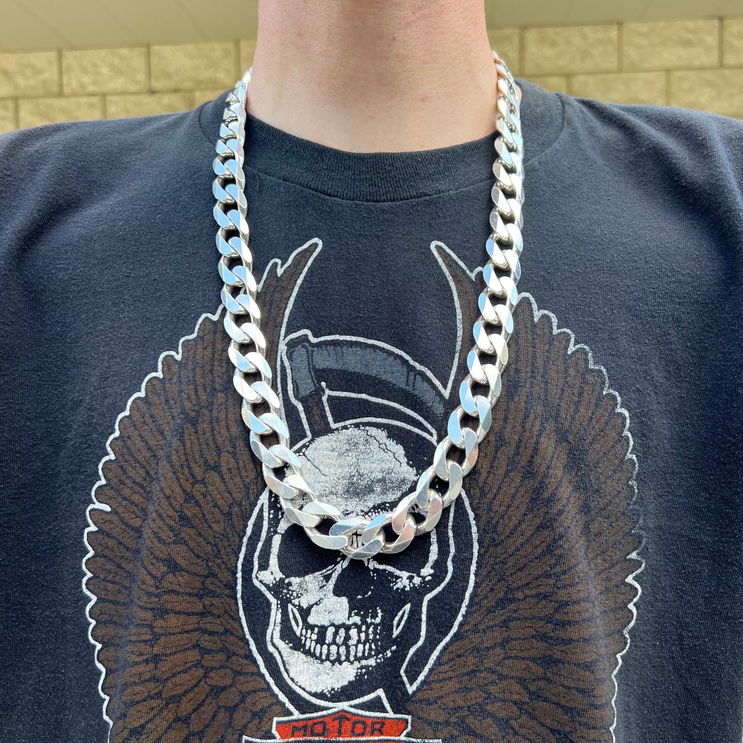 1990’s Solid Sterling/.925 Super Heavyweight Italian Cuban Link Necklace (28”)
