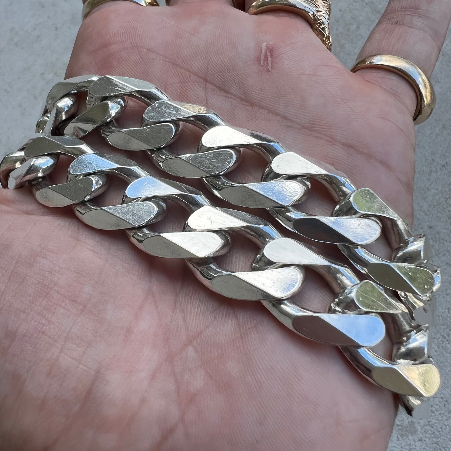 1990’s Solid Sterling/.925 Super Heavyweight Italian Cuban Link Necklace (28”)