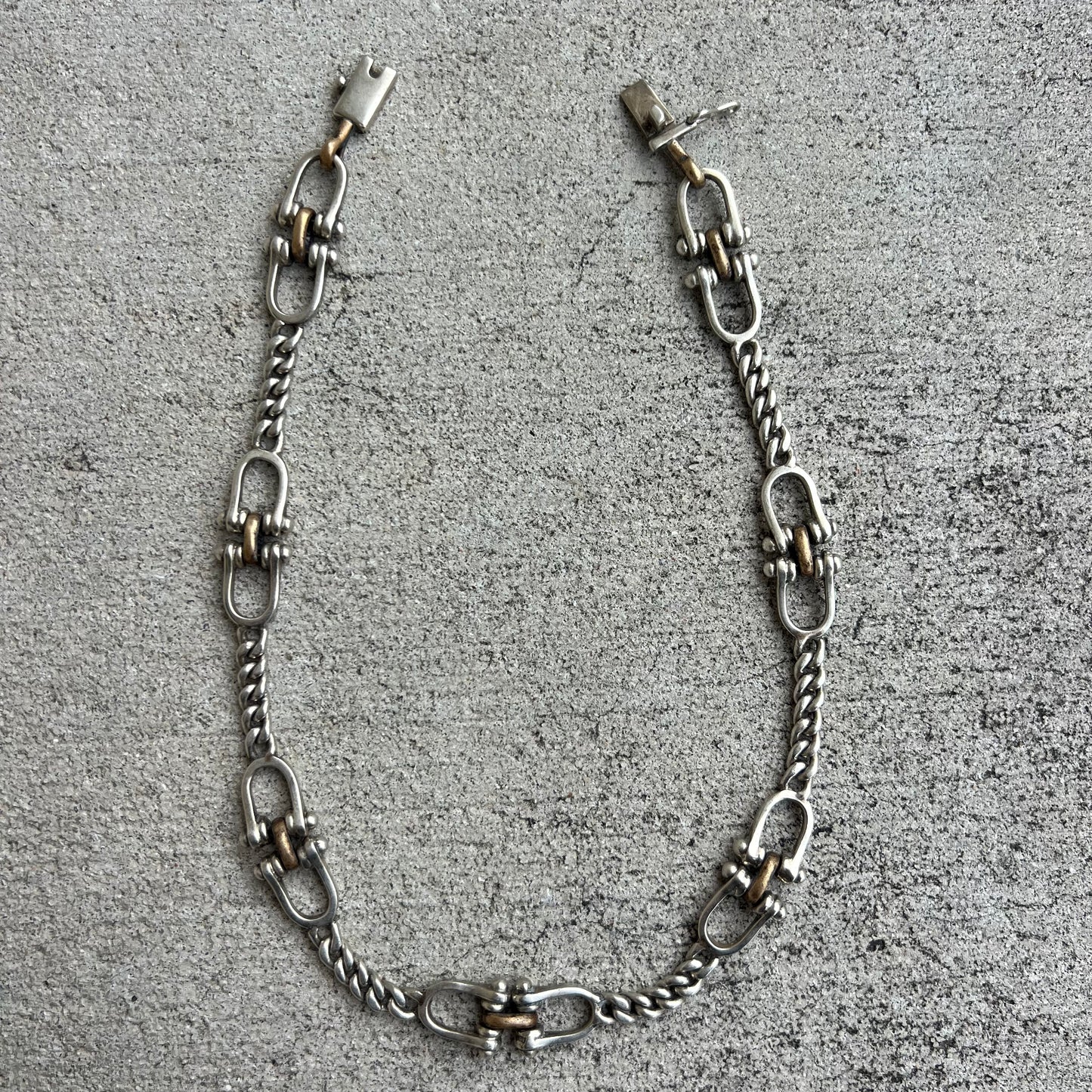 1960’s-80’s Taxco Handmade Sterling Silver Shackled Cuban Link Necklace (19”)