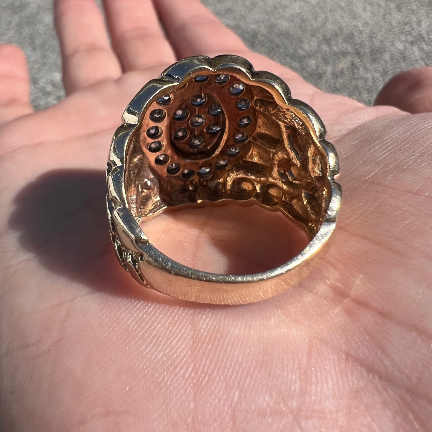 1980’s 10k Yellow Gold 3.0CTW Natural Diamond Cluster Nugget Ring (12)