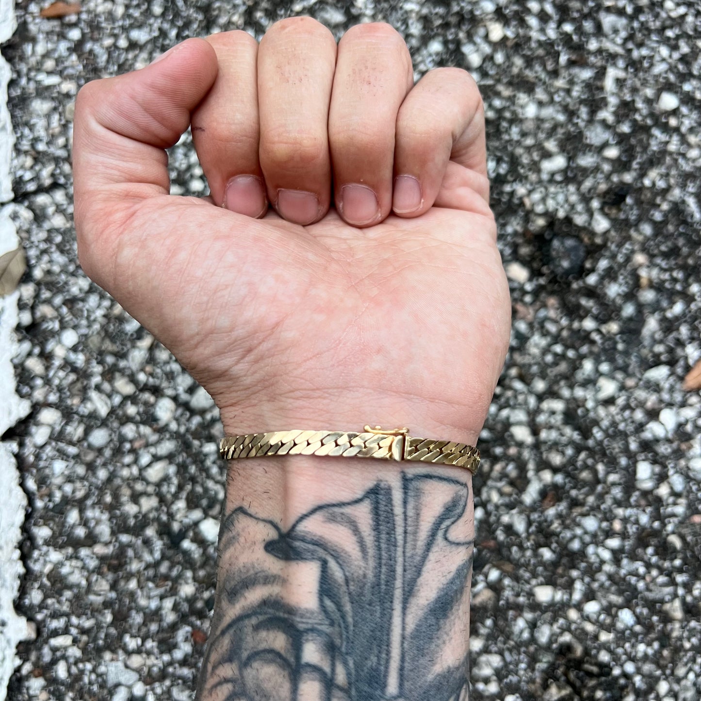 Mid 1960’s-Early 70’s Solid 14k Yellow Gold Cuban Link Herringbone Bracelet (8.25”)