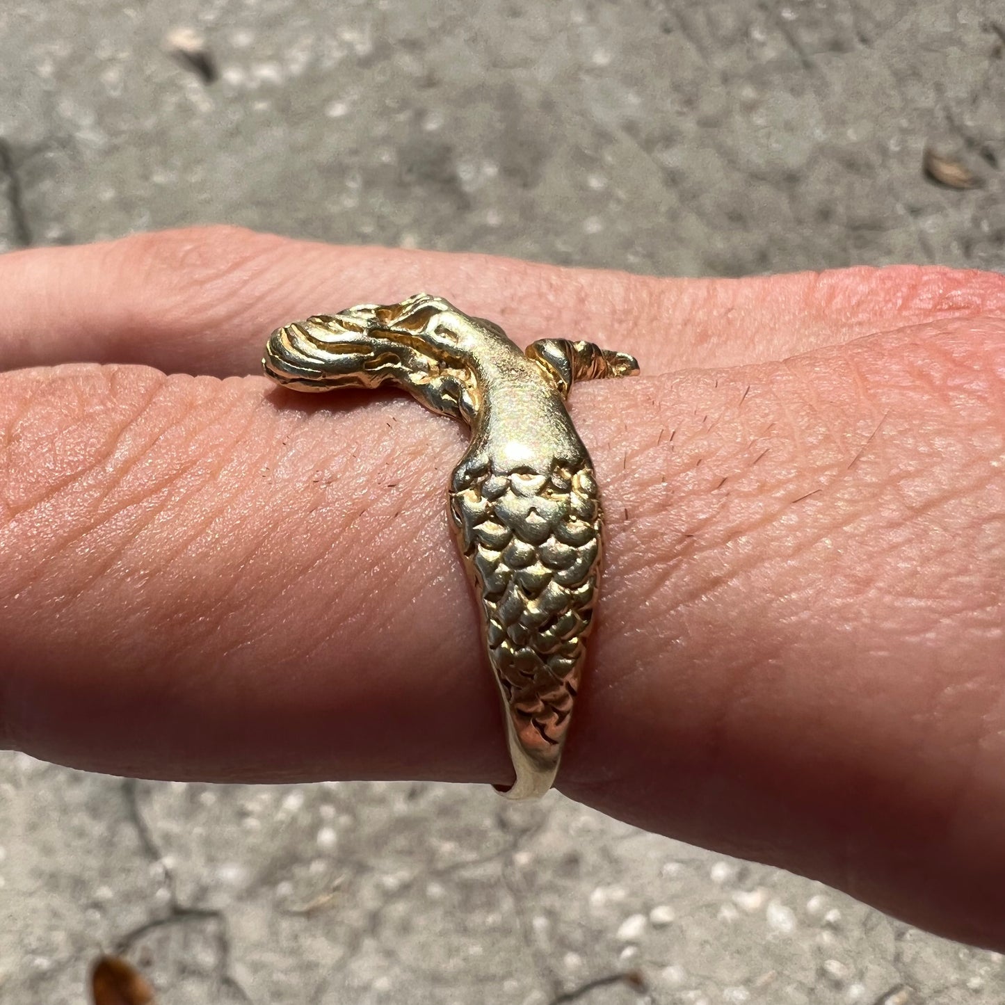 Art Deco 1920’s Era Solid 14k Yellow Gold Mermaid Ring (11)