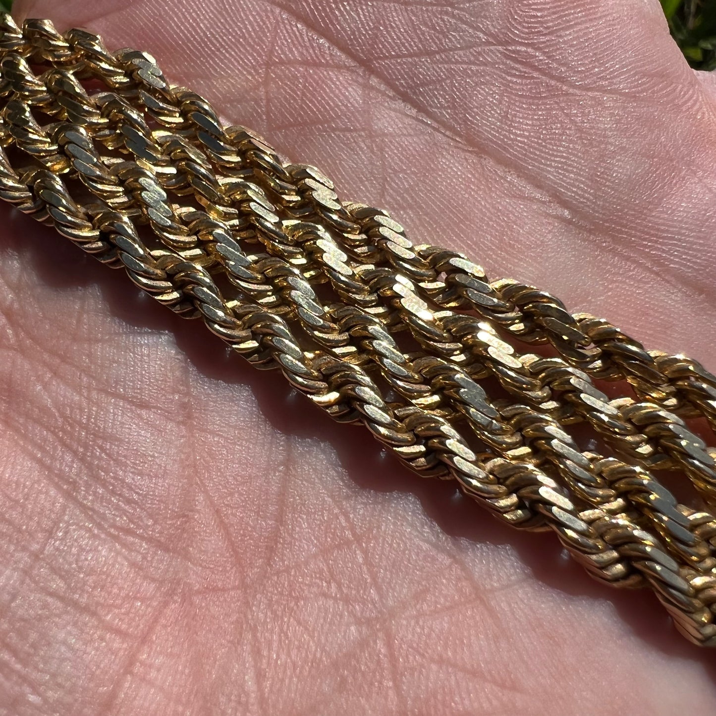 Vintage Solid 14k Yellow Gold Heavyweight Diamondcut Rope Chain Necklace (21”)