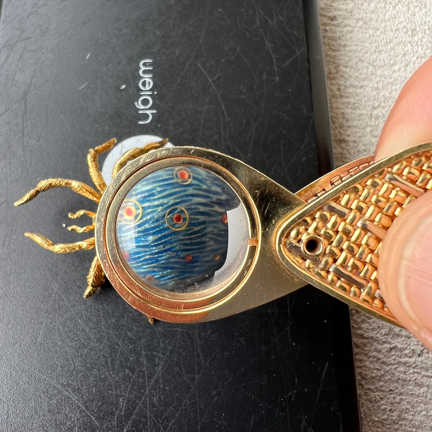 1980’s Solid 14k Gold Basket Weaved Jeweler’s Loupe