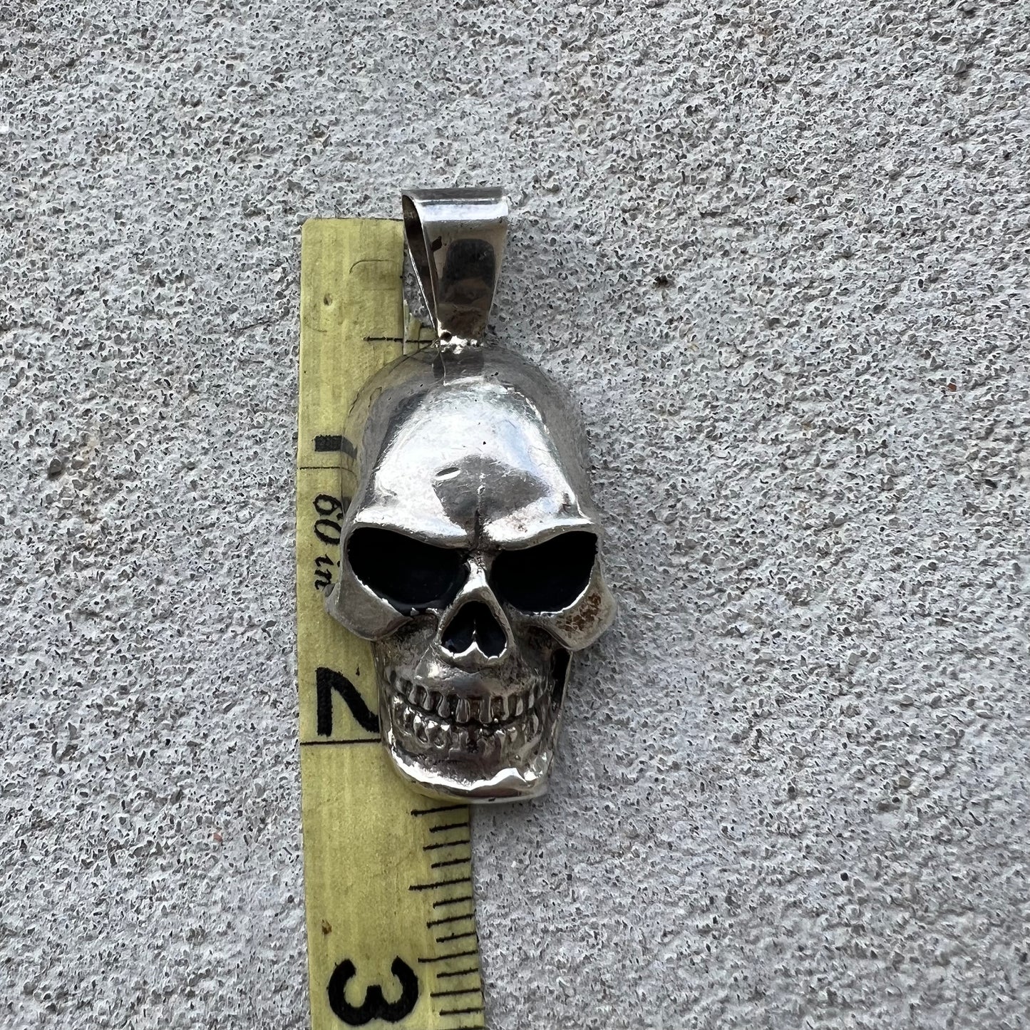Custom Heavyweight Solid Sterling Silver Skull Pendant