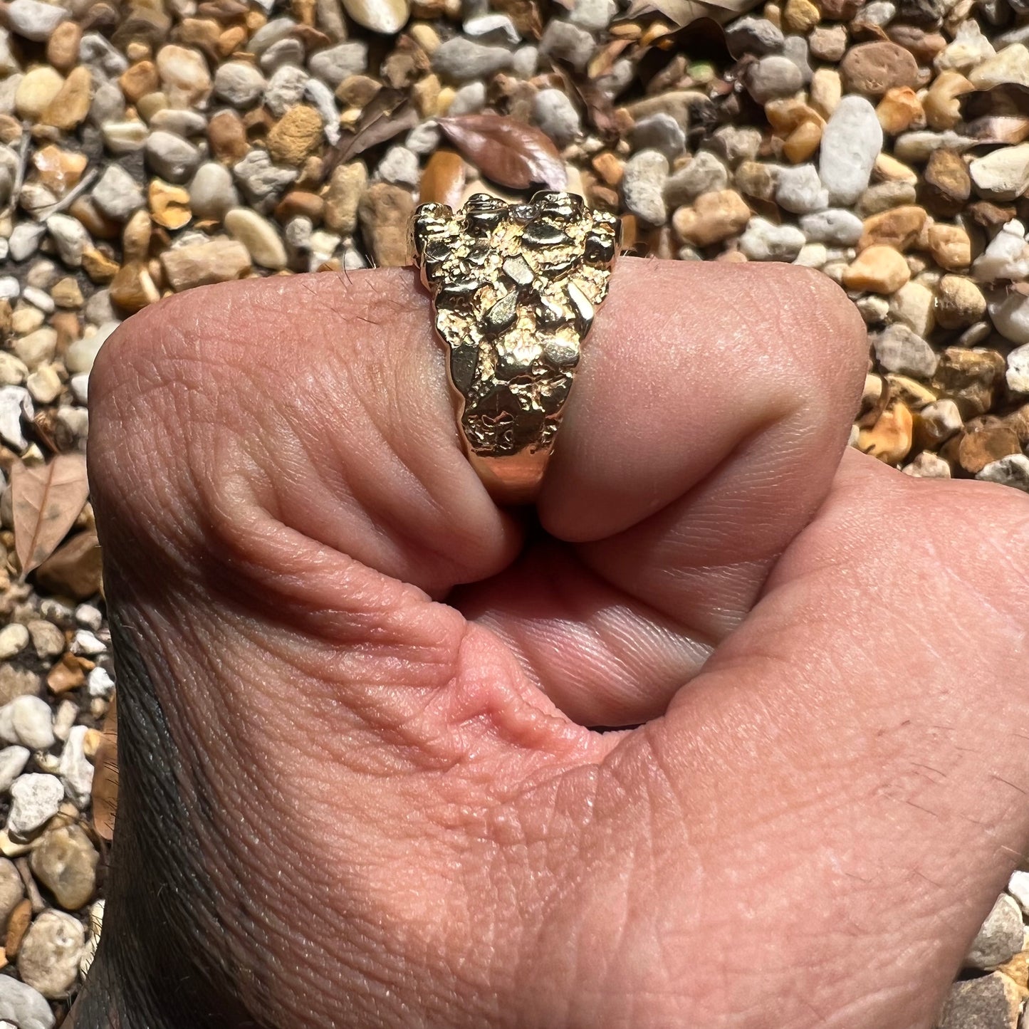 1970’s Custom .75CTW Natural Diamond Flooded 14k Yellow Gold Nugget Ring (10)