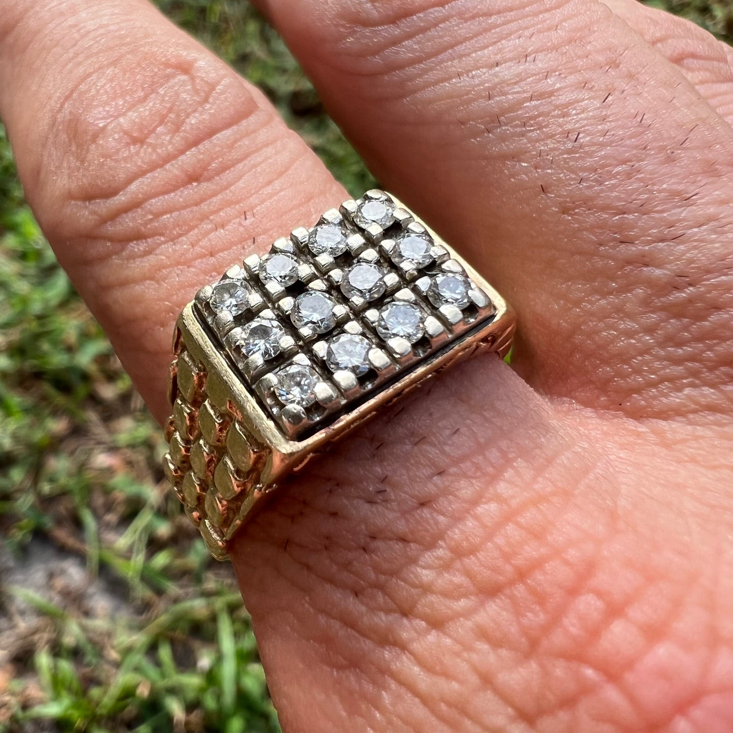 1960’s 14k Yellow Gold .75ctw Natural Diamond Nugget Ring (11.5)