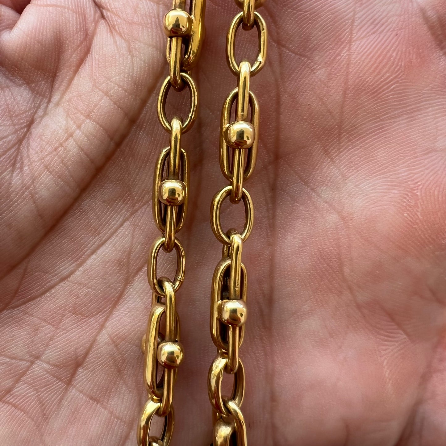 Vintage 14k Yellow Gold Italian Sliding Mariner Link Necklace (20.5”)