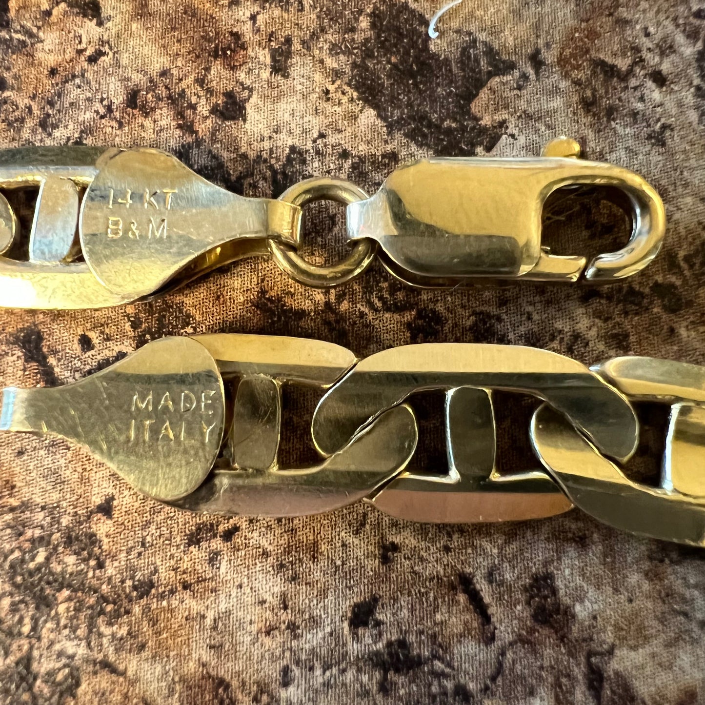 Vintage Solid 14k Yellow Gold Heavyweight Beveled Edge Italian Mariner Link Necklace (20”)