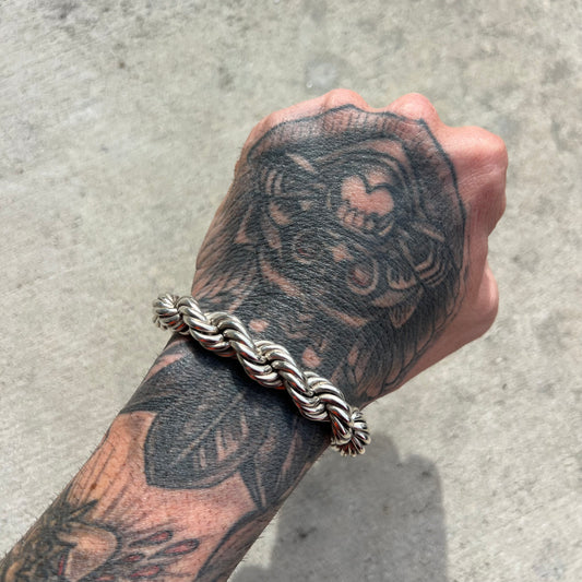 1970’s-80’s TAXCO Solid Sterling/.925 Super Heavyweight Chunky Rope Bracelet With Screw Clasp (8.5”)
