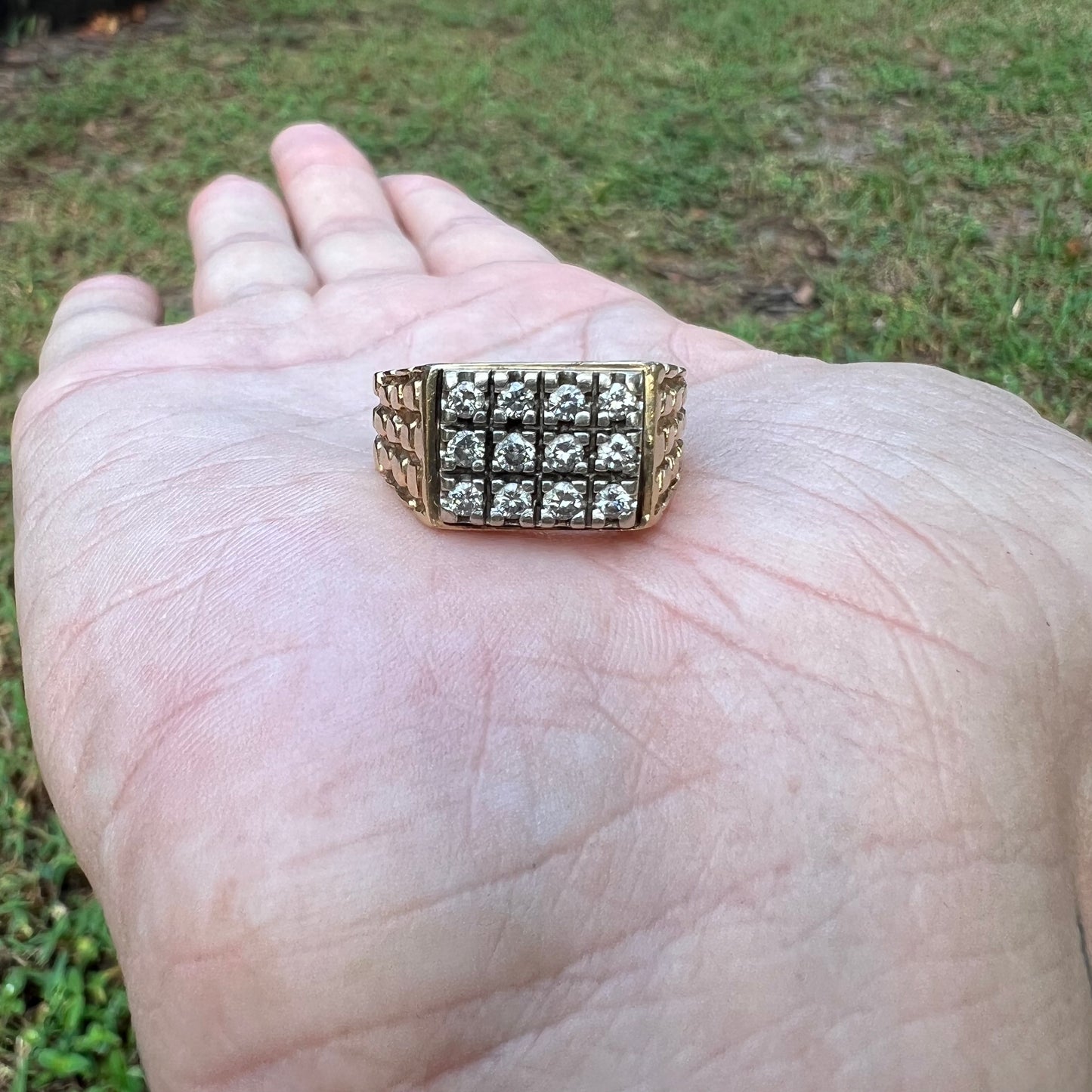 1960’s 14k Yellow Gold .75ctw Natural Diamond Nugget Ring (11.5)