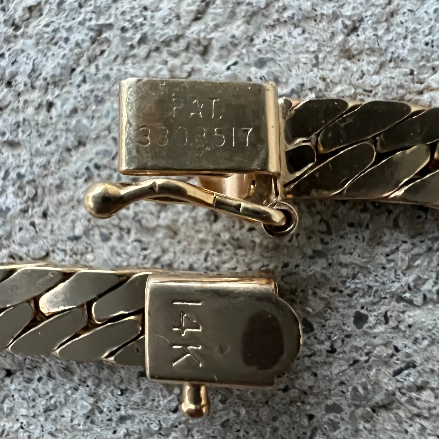 Mid 1960’s-Early 70’s Solid 14k Yellow Gold Cuban Link Herringbone Bracelet (8.25”)