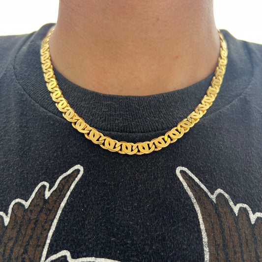 1980’s Solid 14k Yellow Gold Tigers Eye “Chanel Link” Necklace (18.25”)