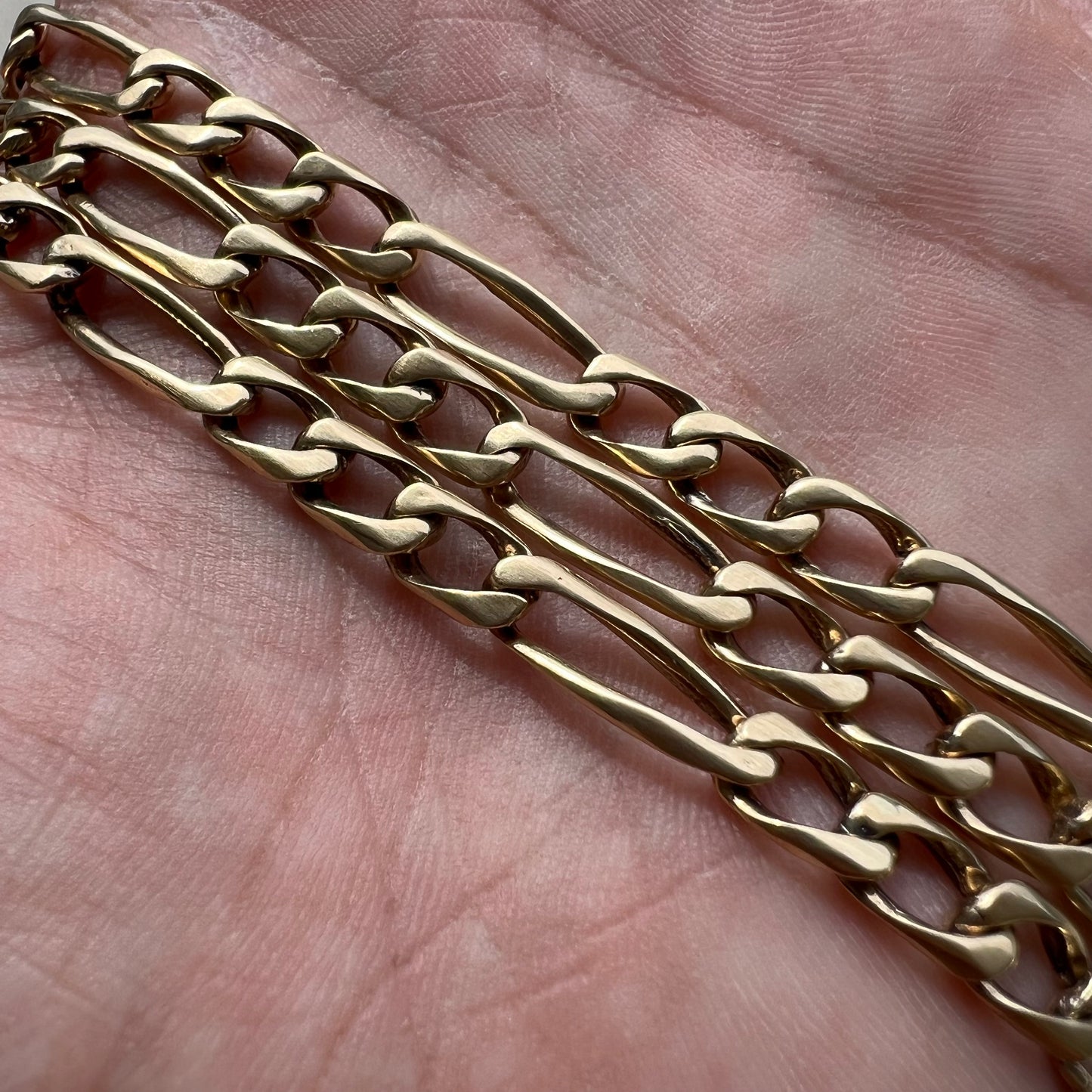 Old School Heavyweight Solid 14k Hand Casted Figaro Link Necklace (24.5”)