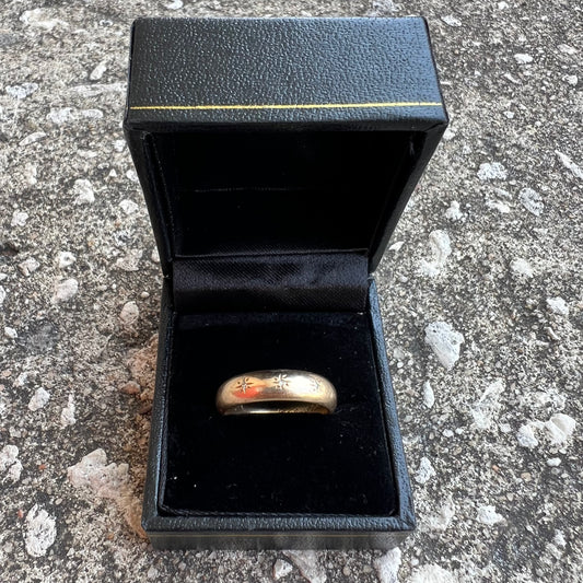 Mid-Century 14k Natural Diamond Starburst Wedding Band By Wed-Lok (8.75)