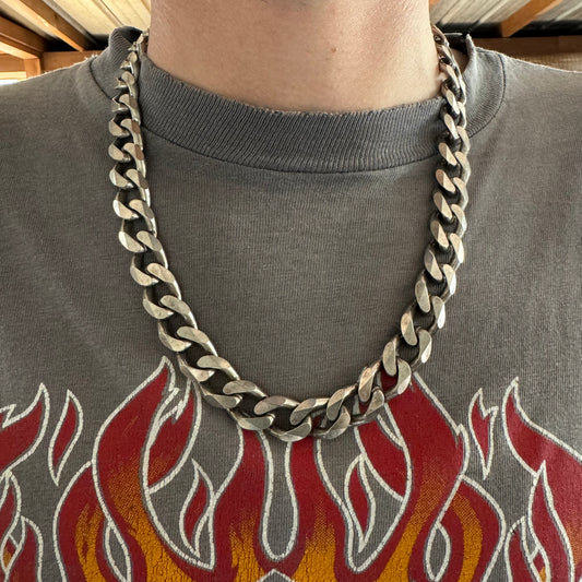 1990’s Italian Sterling/.925 Super Heavyweight (183.4g) Solid Cuban Link Necklace (22”)