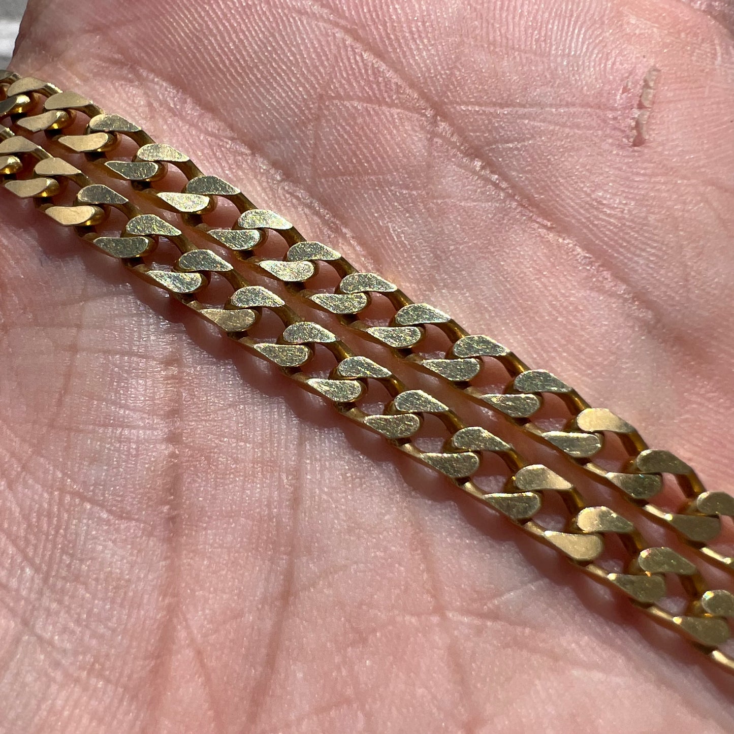 Vintage Solid 18k Yellow Gold Blocked Cuban Link Necklace (18.75”)
