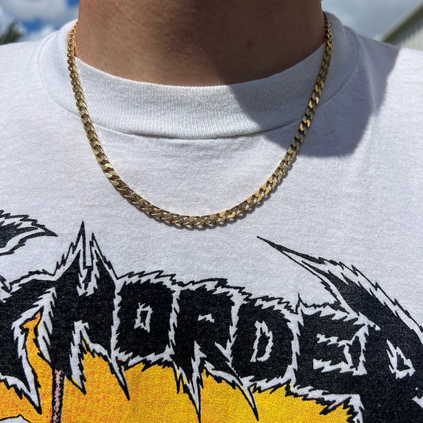 Vintage Solid 18k Yellow Gold Blocked Cuban Link Necklace (18.75”)