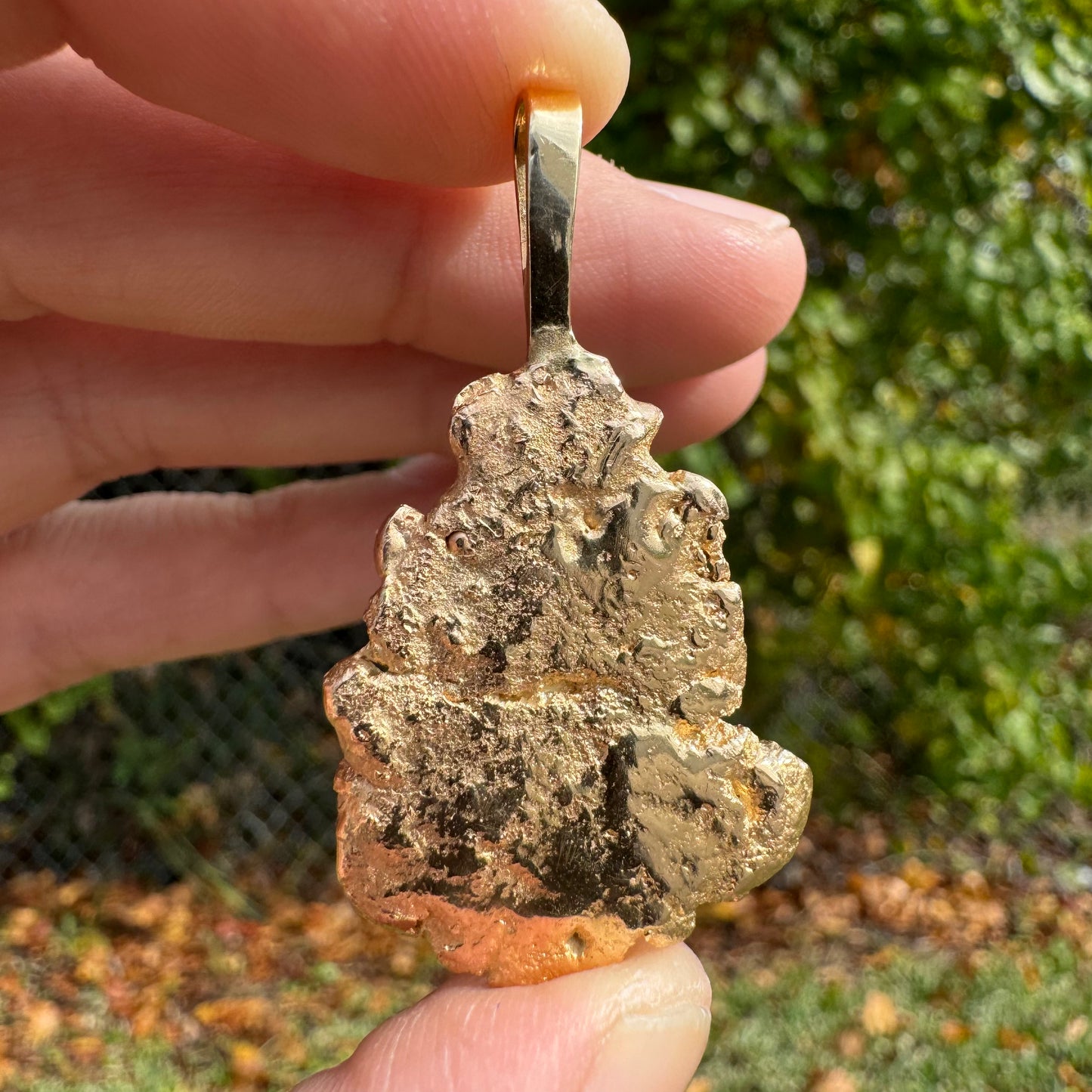 Vintage Custom Solid 14k Yellow Gold Natural Old Euro Cut Diamond Encrusted Nugget Pendant