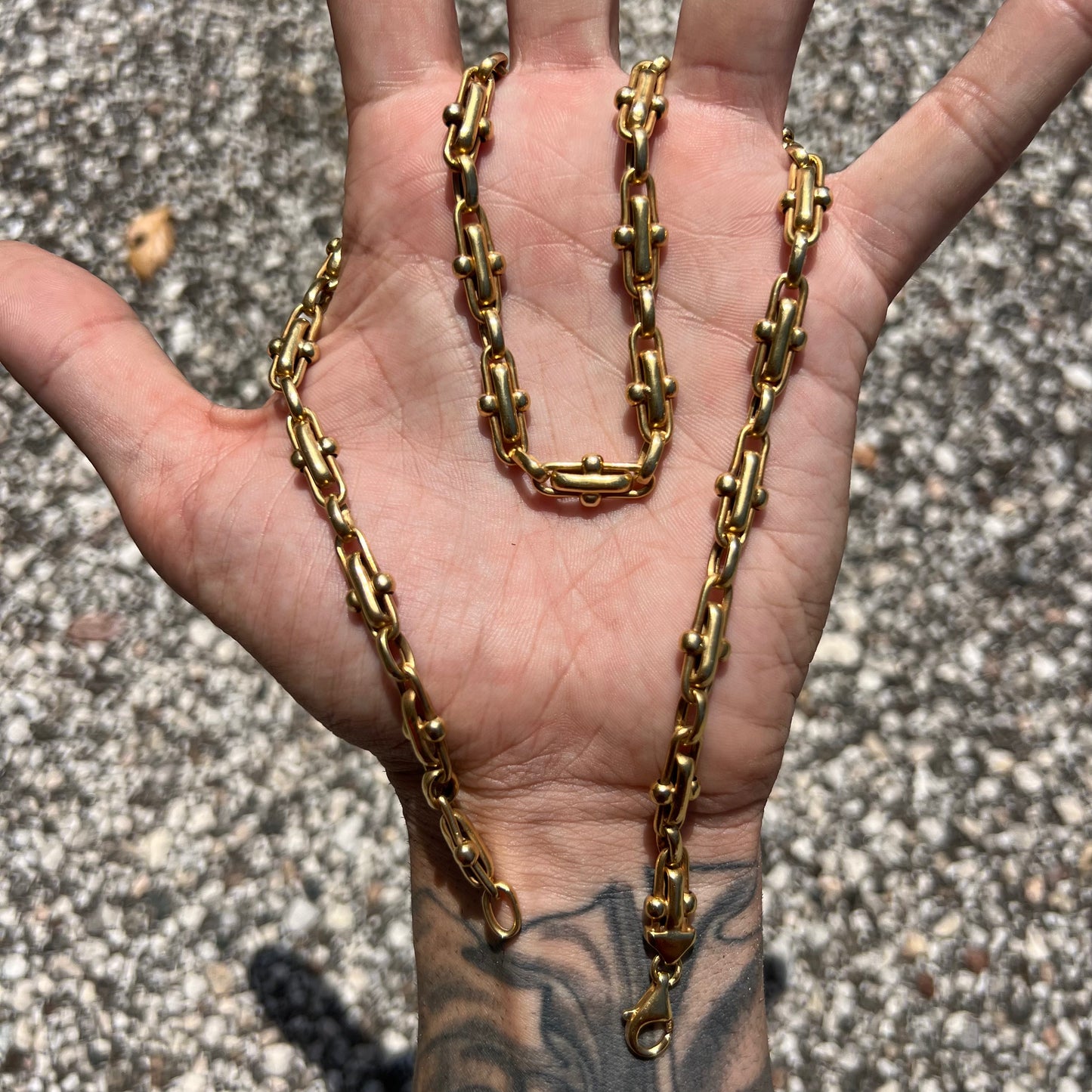 Vintage 14k Yellow Gold Italian Sliding Mariner Link Necklace (20.5”)