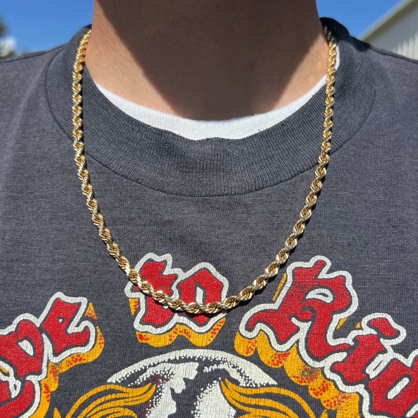 Vintage Solid 14k Yellow Gold Heavyweight Diamondcut Rope Chain Necklace (21”)