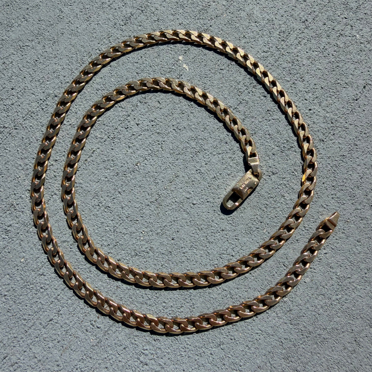 Vintage Solid 14k Yellow Gold Italian Designer Knife Edged Cuban Curb Link Necklace (20”)