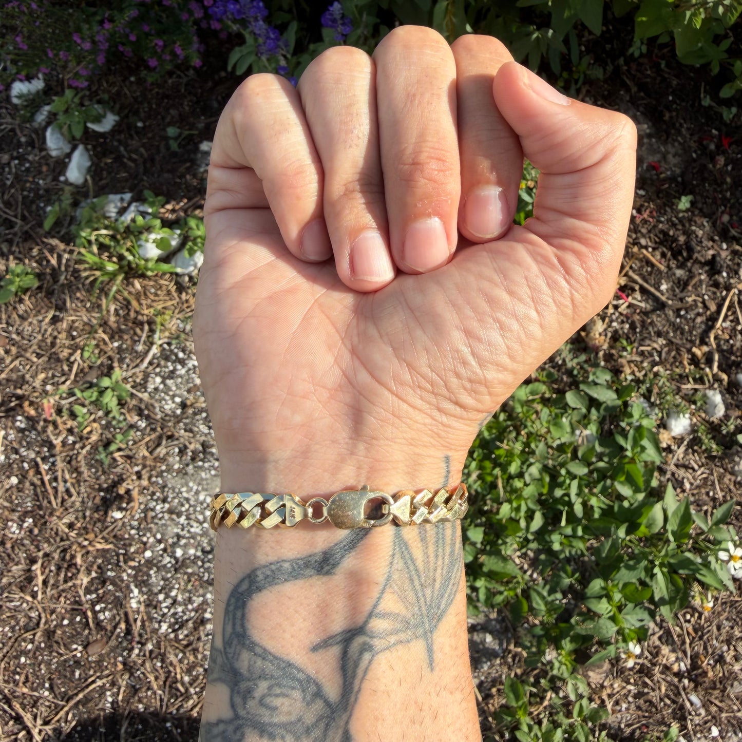 Vintage Solid 14k Yellow Gold Sleek Cuban Link Bracelet (8”)