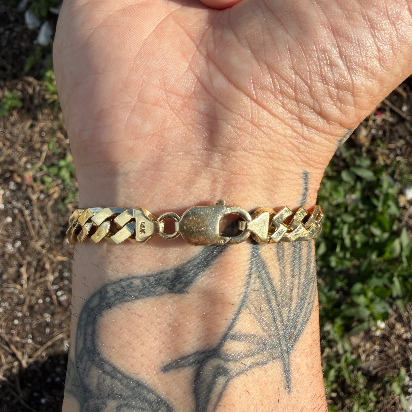 Vintage Solid 14k Yellow Gold Sleek Cuban Link Bracelet (8”)