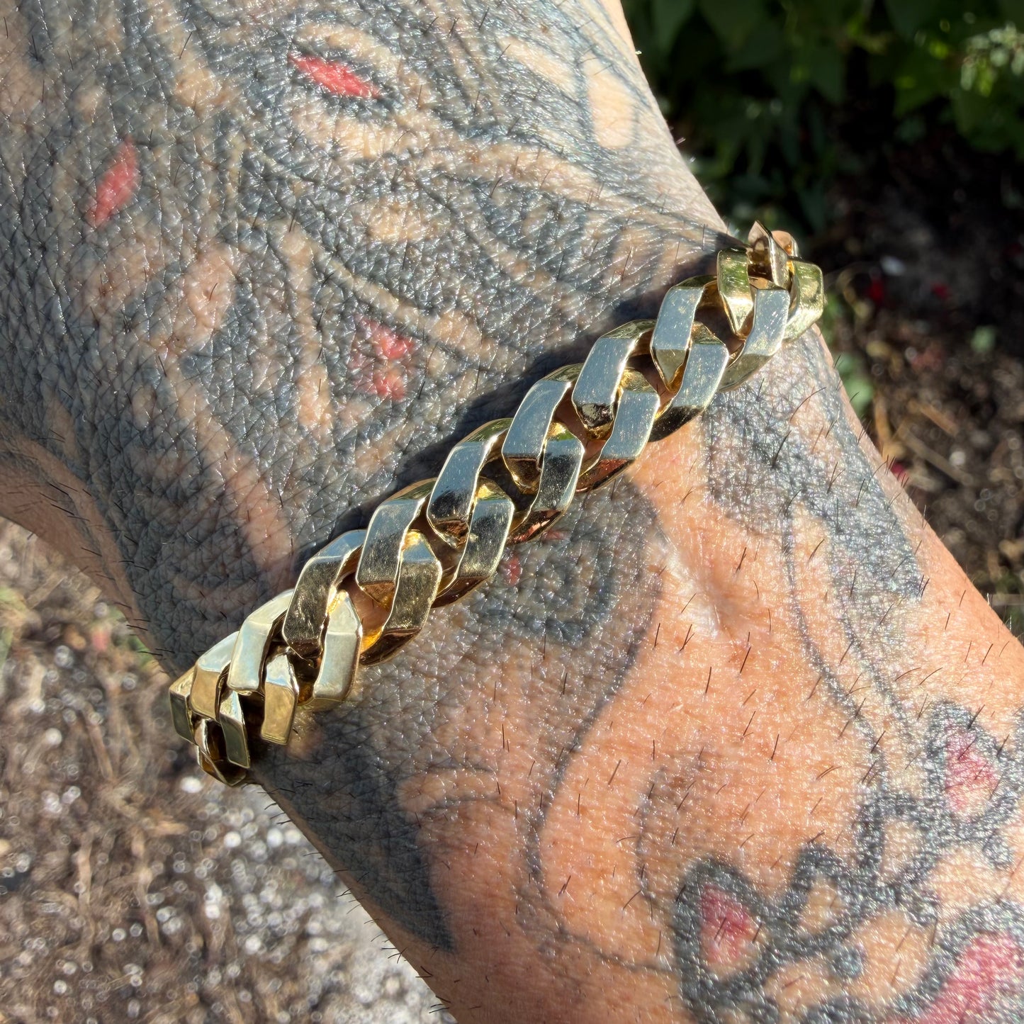Vintage Solid 14k Yellow Gold Sleek Cuban Link Bracelet (8”)