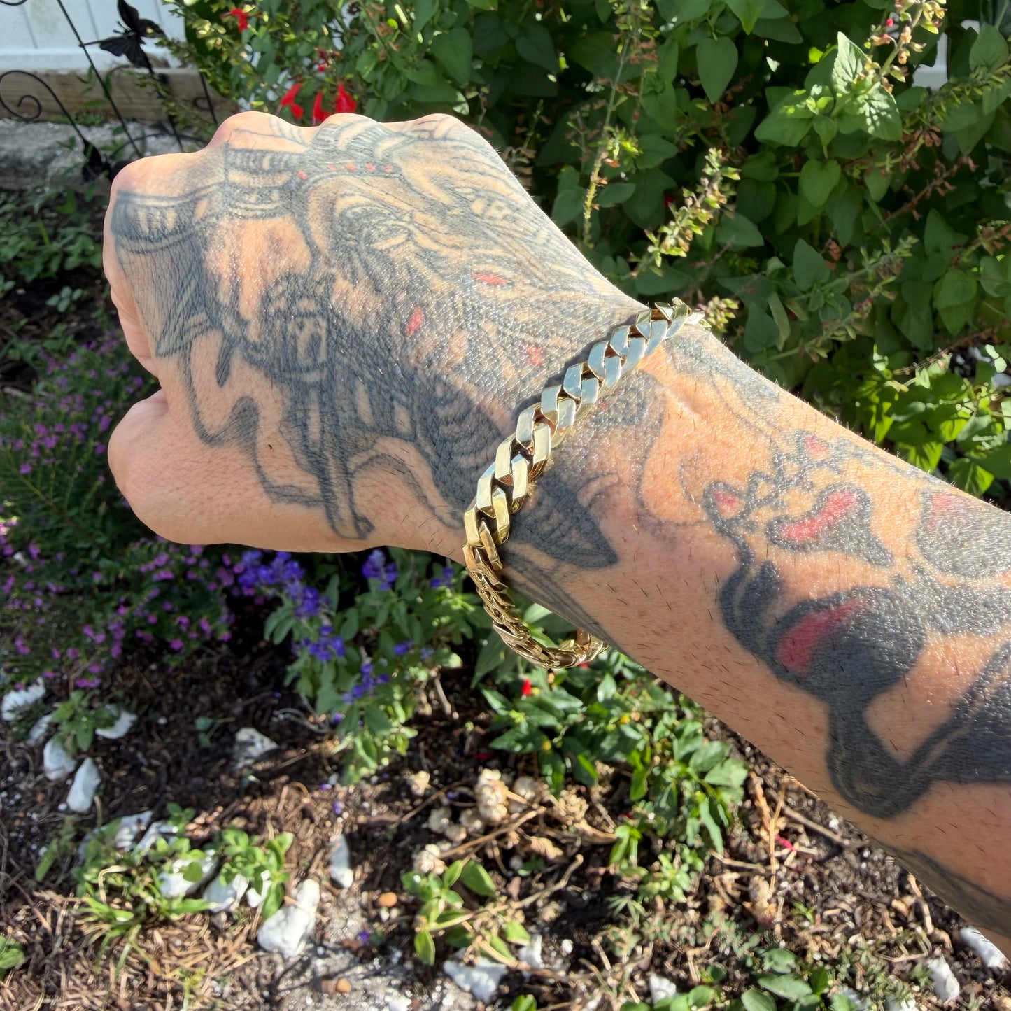 Vintage Solid 14k Yellow Gold Sleek Cuban Link Bracelet (8”)