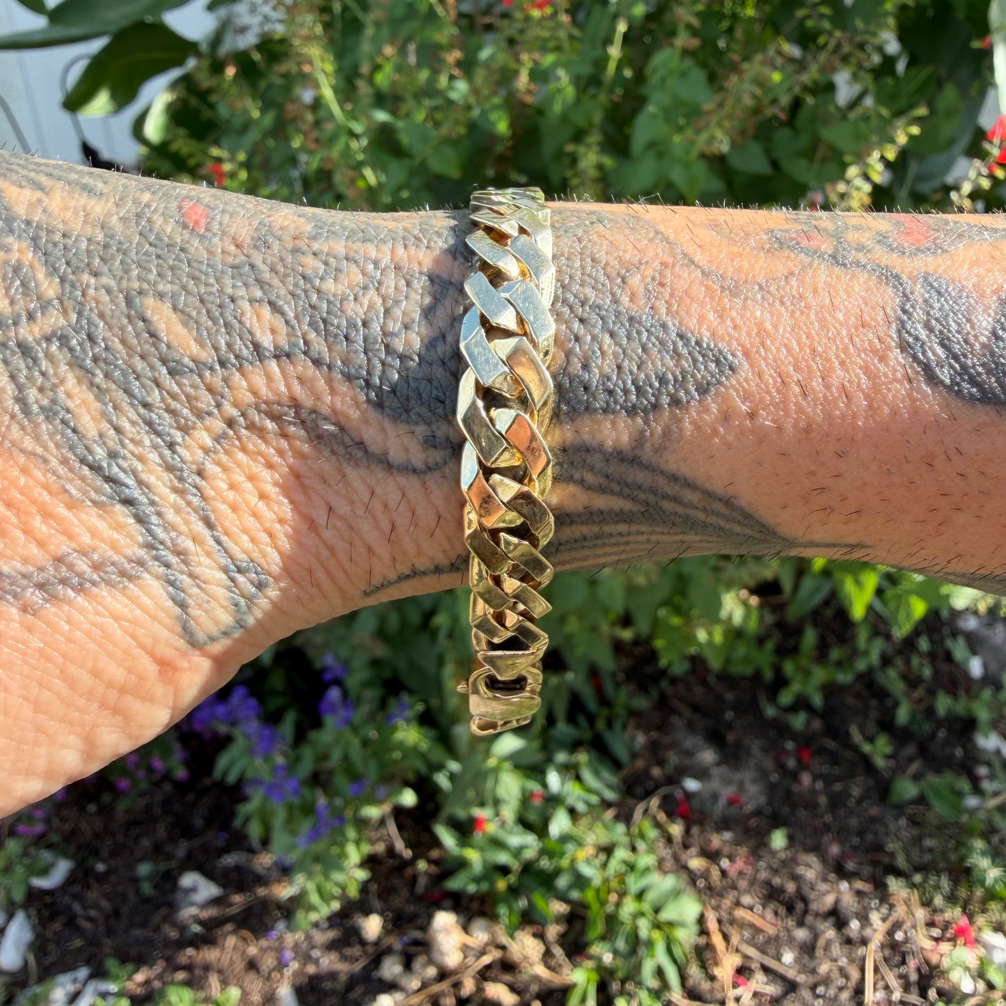 Vintage Solid 14k Yellow Gold Sleek Cuban Link Bracelet (8”)