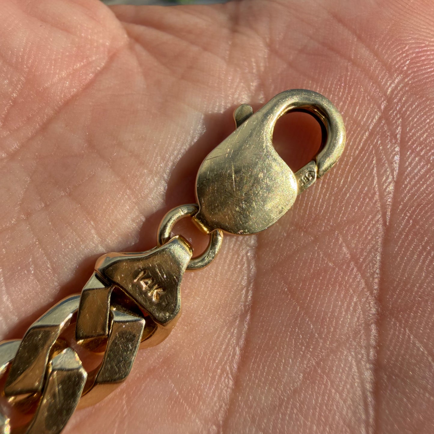 Vintage Solid 14k Yellow Gold Sleek Cuban Link Bracelet (8”)